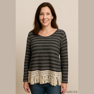 Vintage Havana Knit Top Womens Large Crochet Frayed Boho Cottage Hipster Tunic